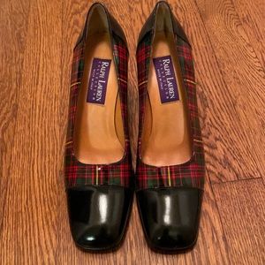 Classy brand new plaid Ralph Lauren heeled shoes